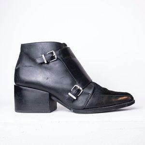 Circus by Sam Edelman Pointed Toe Leather Cow Hair Buckle Ankle Booties Size 8